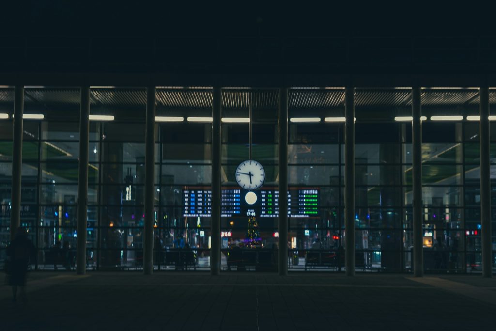 white and black round ball on building